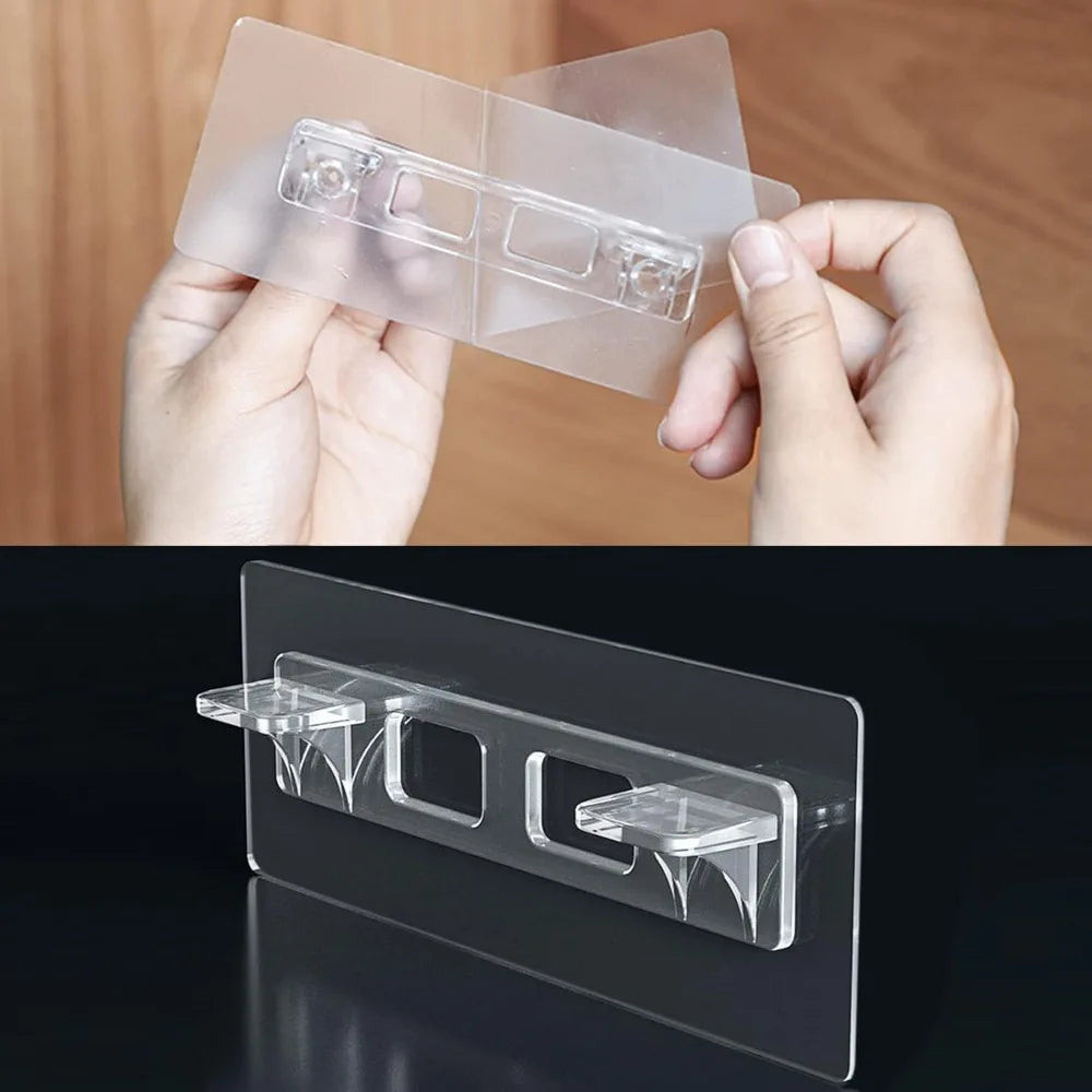 No-Drill Adhesive Shelf Brackets – Clear Plastic Cabinet Support Shelf Bracket Qme