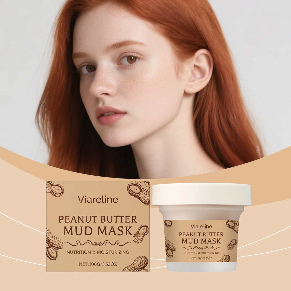 Viareline Peanut Mud Mask – Hydrating & Brightening 100g Mud Face Mask Qst