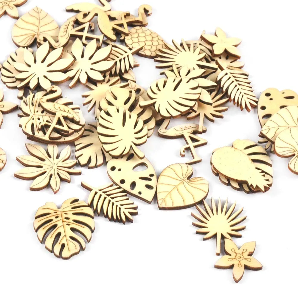 Tropical Wooden Craft Shapes – Flamingo, Pineapple & Leaf DIY Wooden Craft Shapes Qme