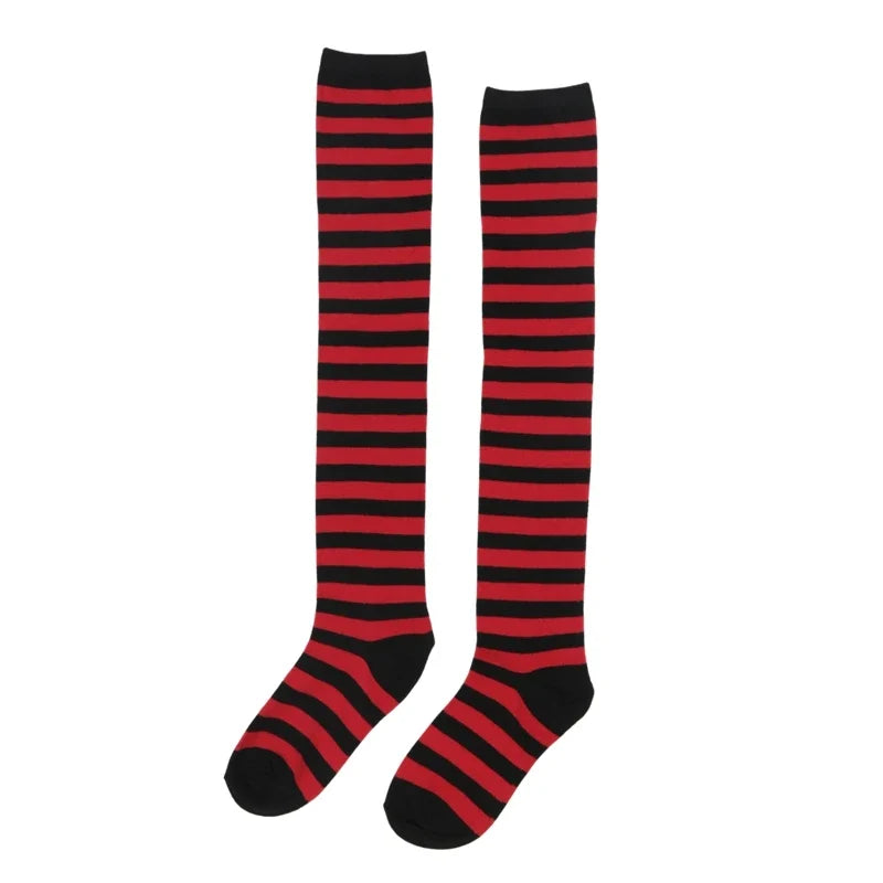 Women's Striped Over-the-Knee Long Socks – 18 Colors Over-the-Knee Socks Qme A5 One Size