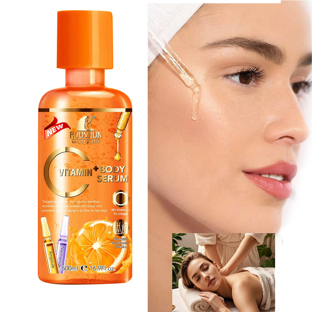 ROUSHUN 500ml Vitamin C Body Serum – Moisturizing Essence Body Serum Qst Vitamin C Body serum