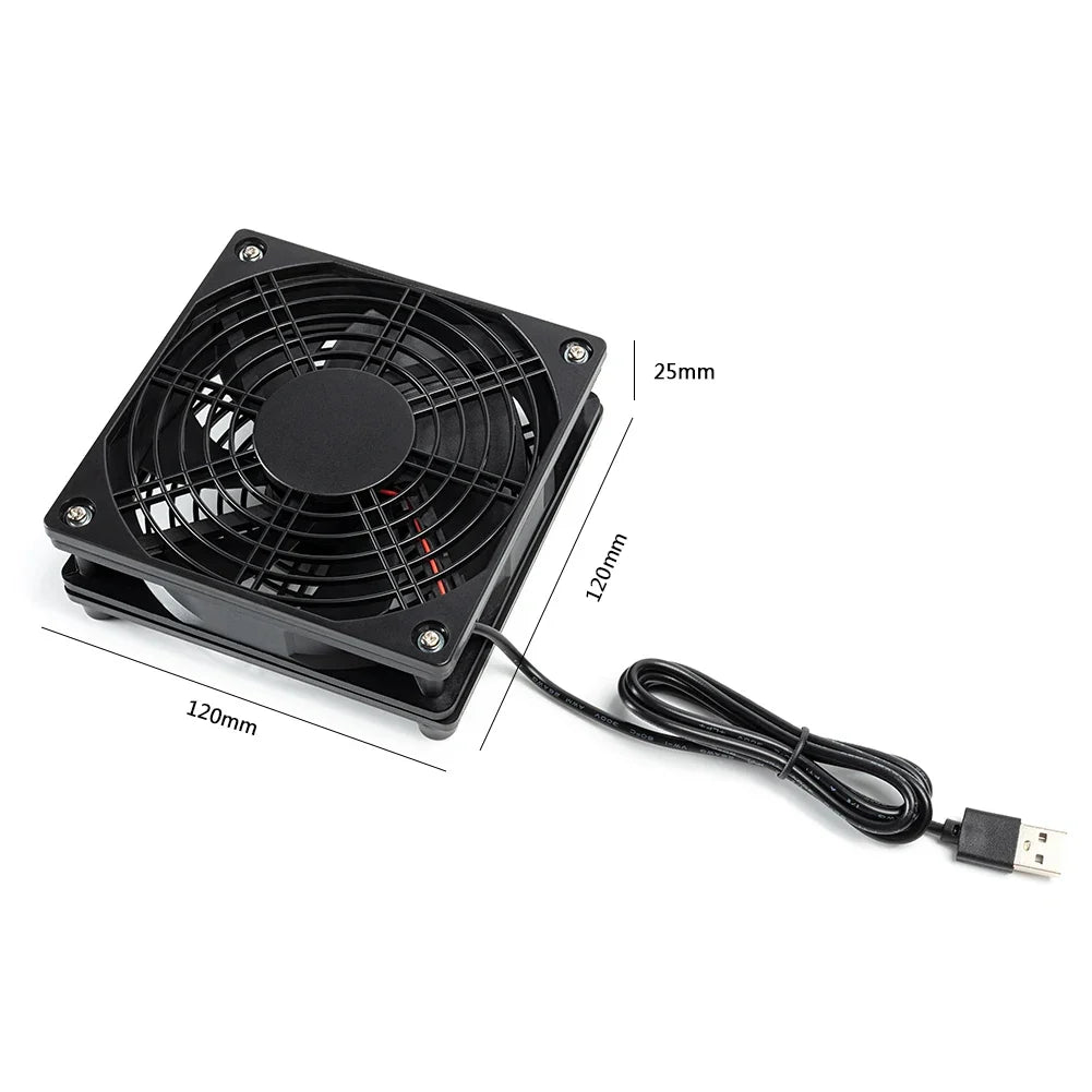 120mm Silent USB Cooling Fan for PC Case, Router & Set-Top Box USB Cooling Fan Qme