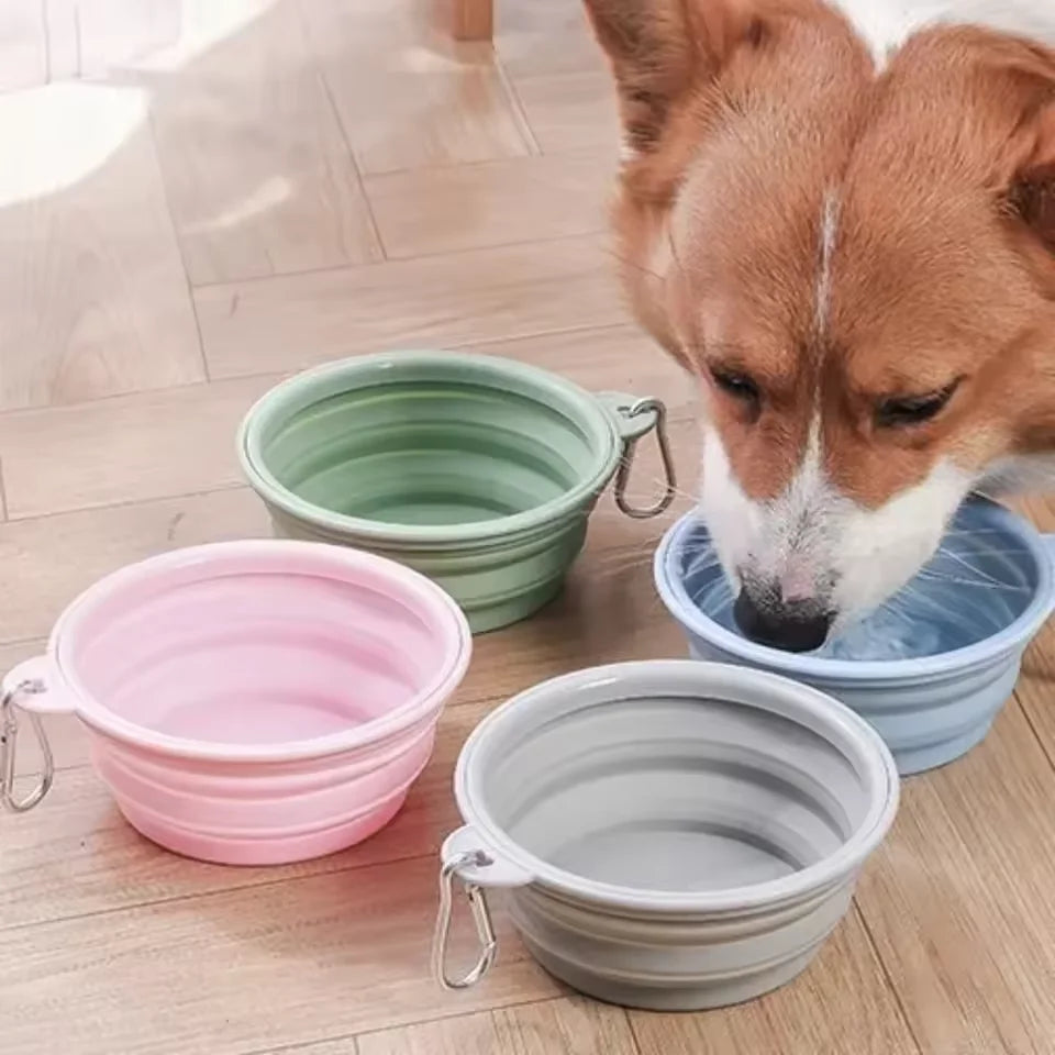 Foldable Silicone Pet Travel Bowl – Dog & Cat Feeder 350/1000ml Pet Travel Bowl Qst