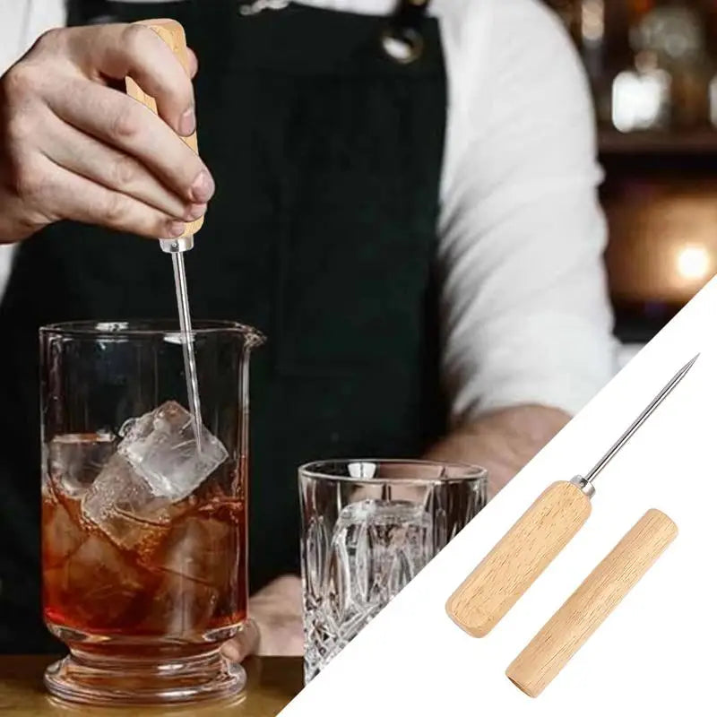 Stainless Steel Ice Pick with Wooden Handle | Bar Tool Bar Ice Tool Qst