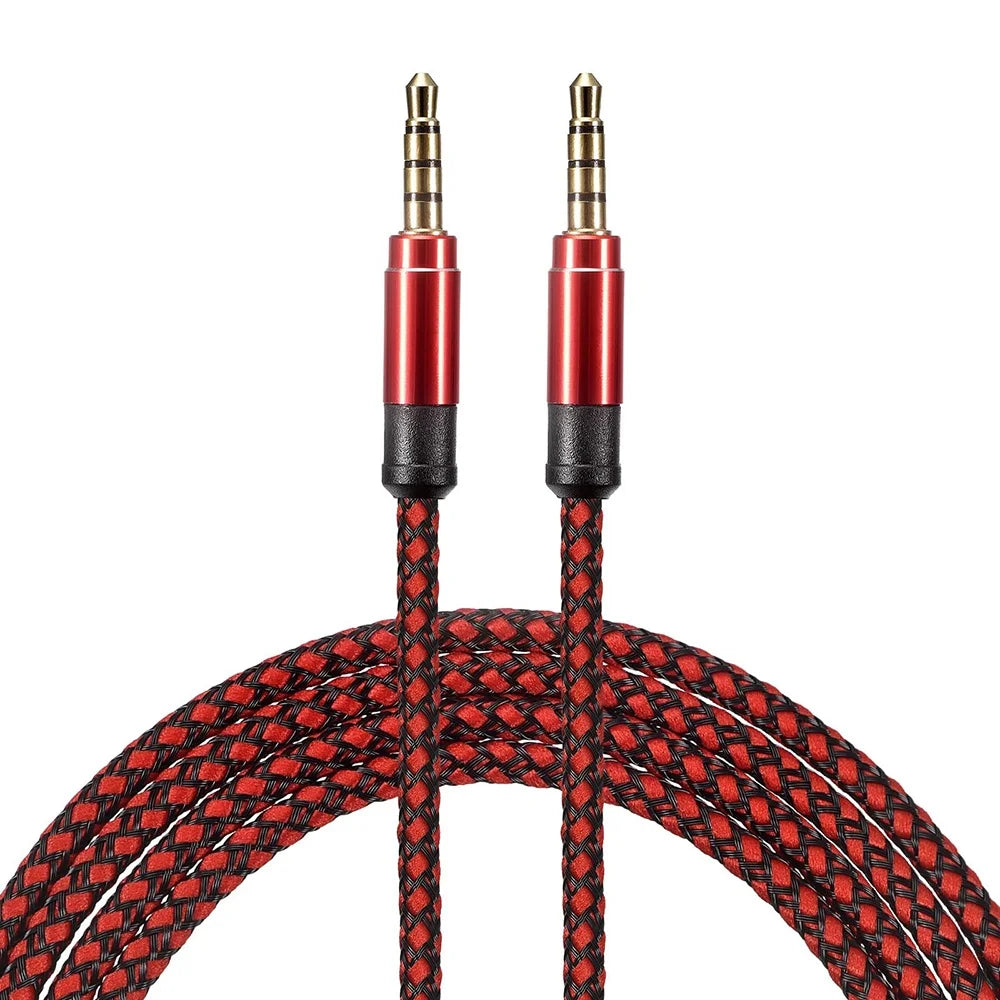 1.5M Nylon Braided 3.5mm AUX Audio Extension Cable | Car & Headphones AUX Audio Cable Qme