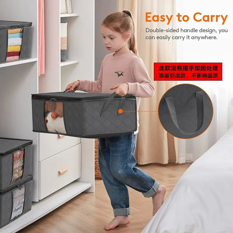 Foldable Clothes Storage Bag – Non-Woven Closet Organizer Bin Closet Storage Bag Qme