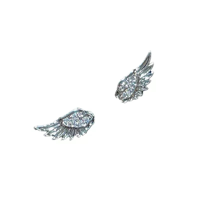 Vintage Angel Wings Stud Earrings – Punk Metal Studs for Women Stud Earrings Qme