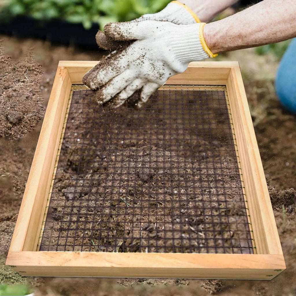 Wood Hand Soil Sifter for Garden, Compost & Gravel Screening Garden Soil Sifter Qme Default Title