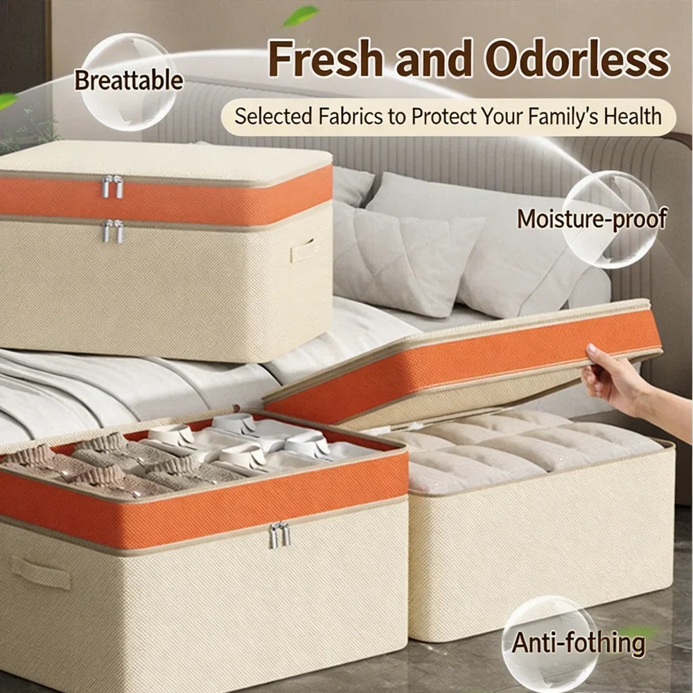 Double-Layer PU Storage Box – Large Clothes & Quilt Organizer Wardrobe Storage Box Qme