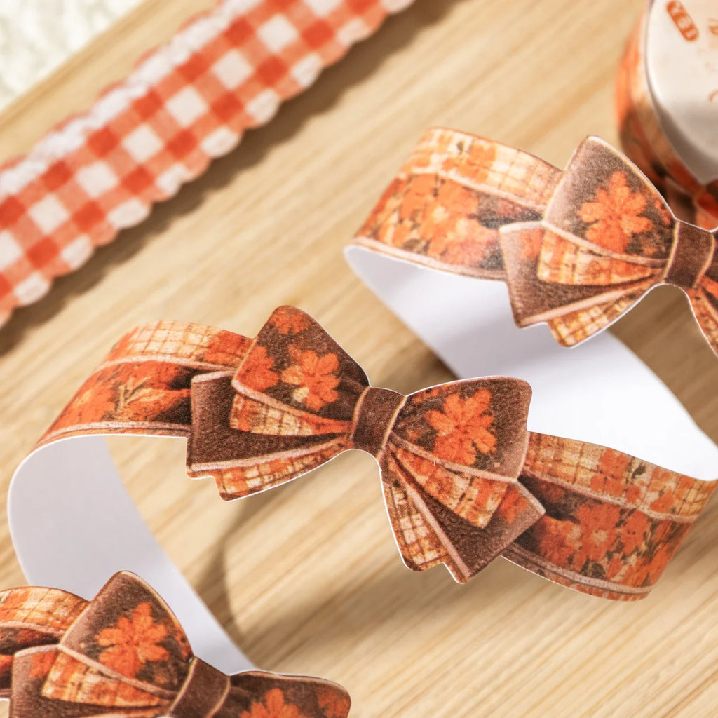 Bow Pattern Die-Cut Washi Tape | Fabric Texture DIY Craft Roll Decorative Washi Tape Qme