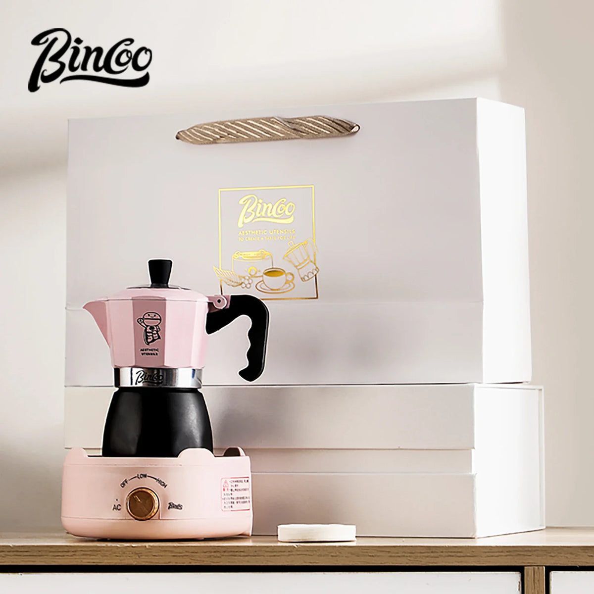 Bincoo Double Valve Moka Pot Espresso Maker 220V – Barista Stovetop Espresso Maker Qst