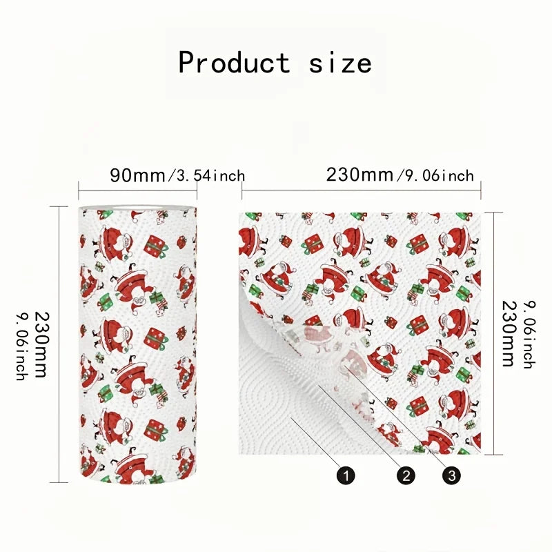Christmas Kitchen Paper Towels – Thickened 3-Layer Disposable Roll Disposable Paper Towels Qme