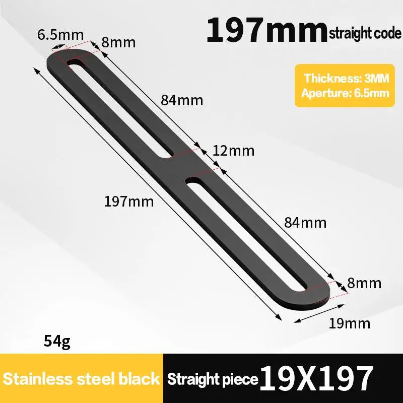 Stainless Steel 180° Flat Straight Bracket – Black & Silver Flat Angle Bracket Qme A4
