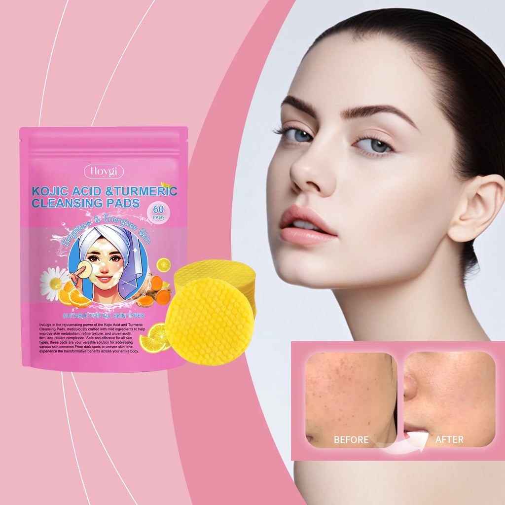 Turmeric & Kojic Acid Facial Cleanser Pads – 40/60 Pcs Facial Cleanser Pads Qst