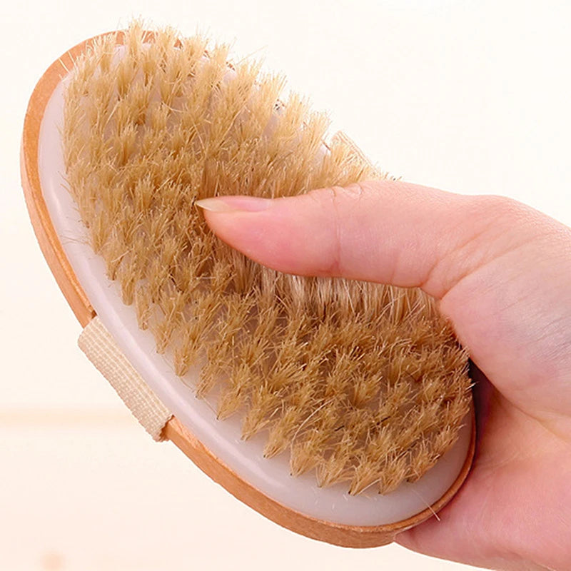 Natural Bristle Body Brush – Dry Wet Exfoliating Spa Bath Massager Body Exfoliating Brush Qst Default Title