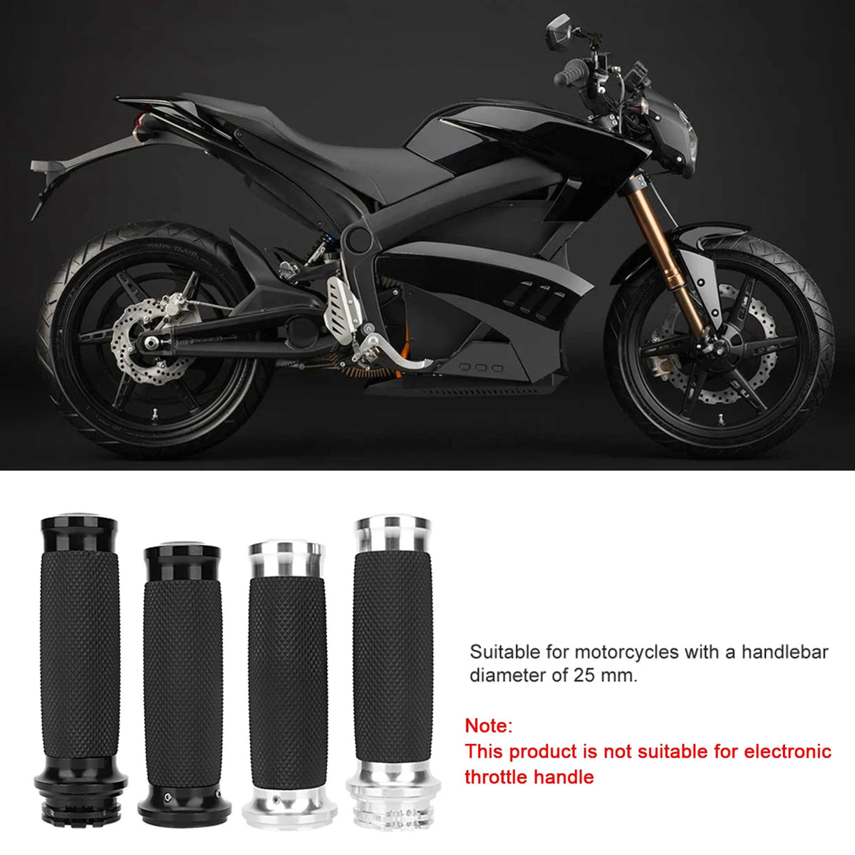 Motorcycle Aluminum & Rubber Anti-Slip Handlebar Grips – 1 Pair Motorcycle Handlebar Grips Qme