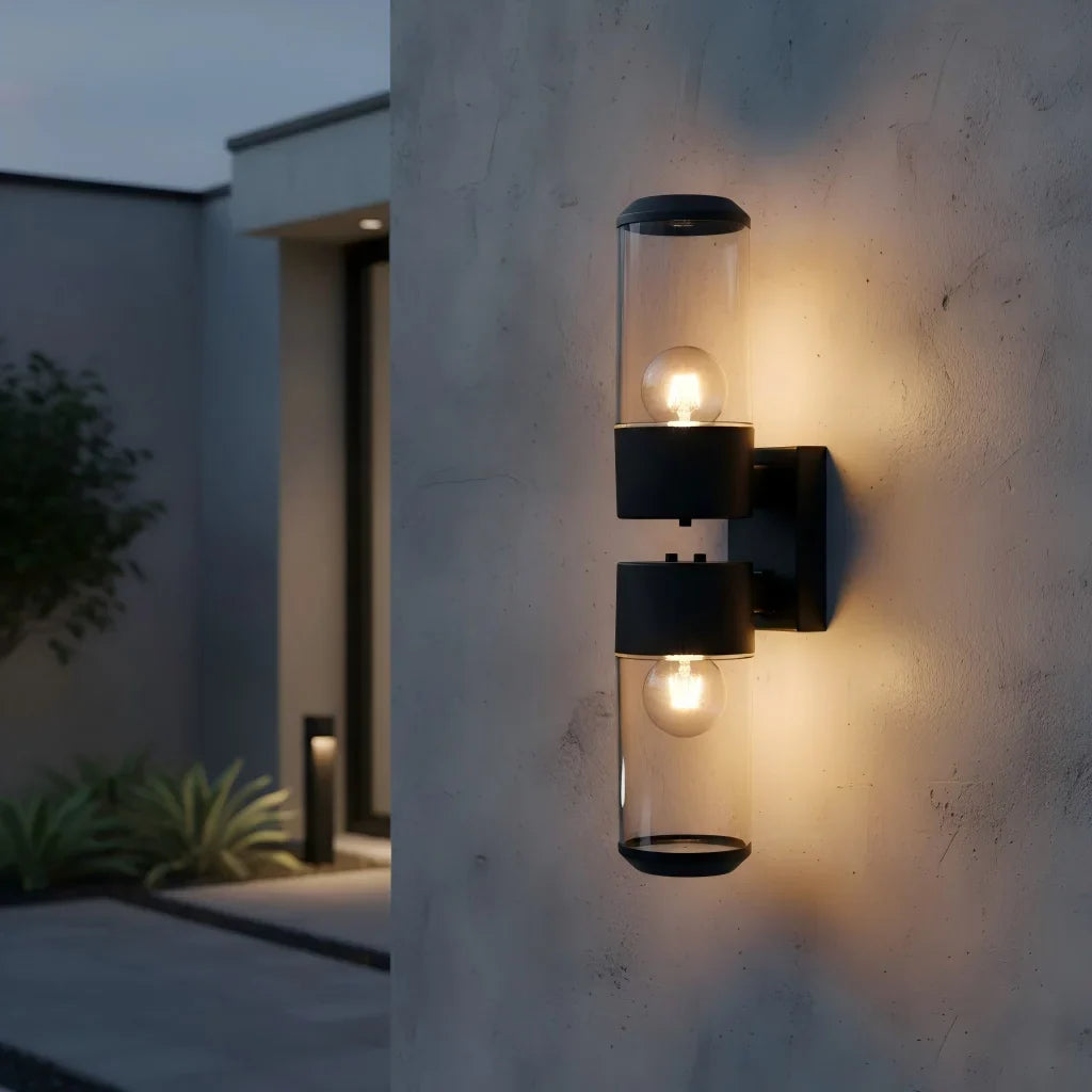 Black LED Wall Lamp – Up Down Indoor & Outdoor Lighting LED Wall Sconce Qme