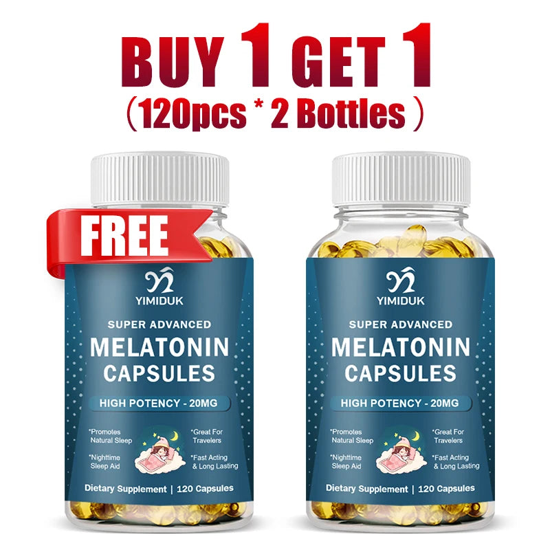 Yimiduk Melatonin 20mg – 120 Tablets, GMP Certified, Gluten Free Sleep Supplement Qst 120pcs-2 Bottles