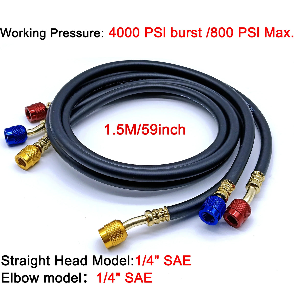 R134a R410A AC Refrigerant Charging Hoses HVAC Tool Set HVAC Charging Hose Qme 1.5M