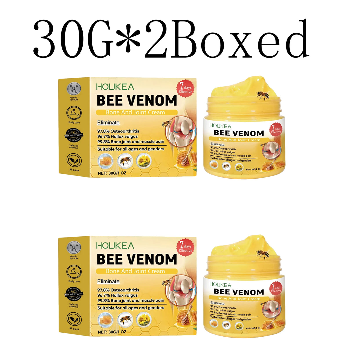HOUKEA Bee Venom Joint & Bone Care Cream 30g – Soothing Body Body Care Cream Qst 30g X 2boxed