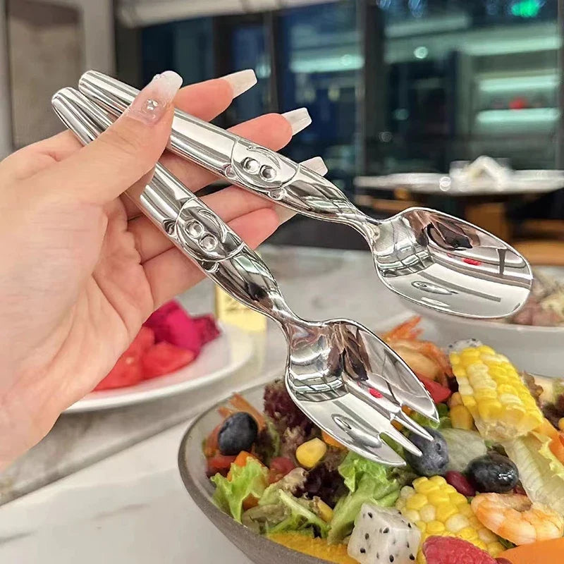 Stainless Steel Long Handle Round Spoon – Gold & Silver Dinner Spoon Qme