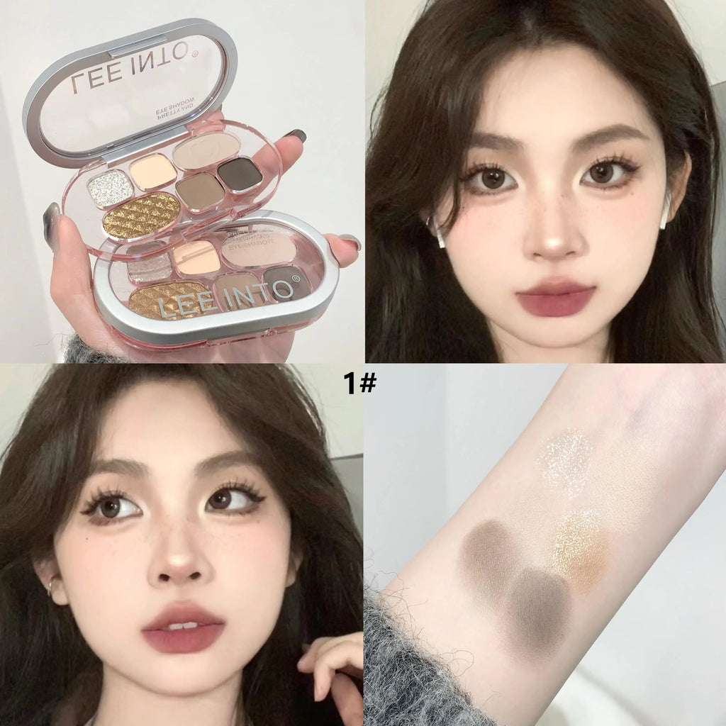 LEE INTO 6-Color Eyeshadow Palette – Matte & Glitter Eyeshadow Palette Qme GL6877-1