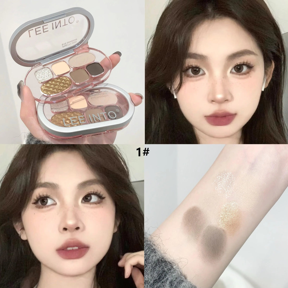 LEE INTO 6-Color Eyeshadow Palette – Matte & Glitter Eyeshadow Palette Qme GL6877-1