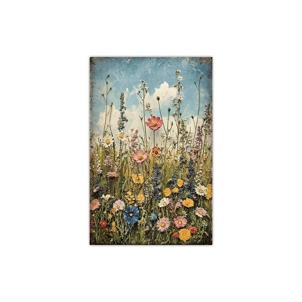 Wildflower Canvas Wall Art – Vintage Floral Farmhouse Decor Print Canvas Wall Art Qst MD05460 20x30cm Unframed
