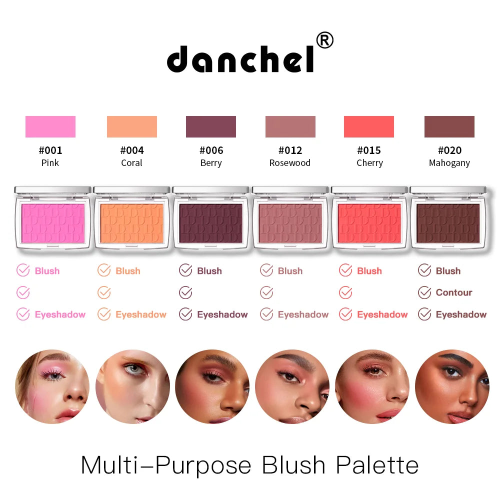 Danchel 3D Embossed Blush Palette – 6 Shades Cheek Contour Face Blush Palette Qst