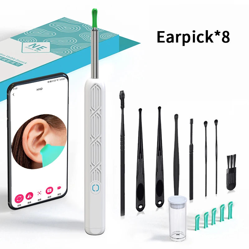 Wireless Ear Wax Removal Camera 1080P HD – iOS & Android Ear Wax Removal Camera Qst White