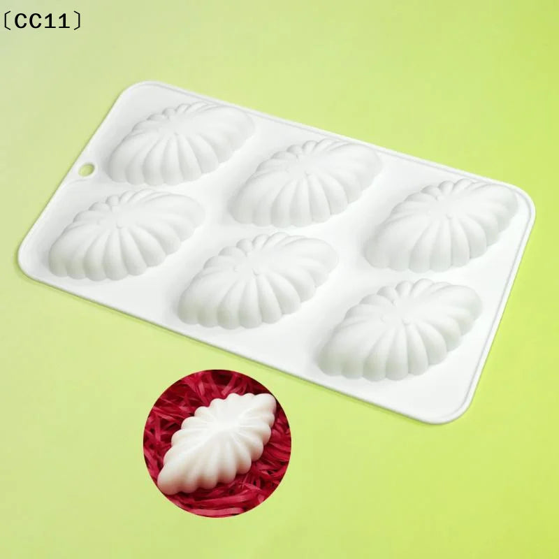 6-Cavity Shell Silicone Mould – Pudding, Mousse & Candy Mold Silicone Baking Mould Qme