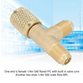 Brass Quick Coupler Tee Adapter Valve Core 1/4" SAE R22 R12 HVAC Tee Adapter Qme 1-1/4"