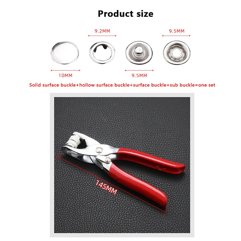 50-Set Metal Snap Buttons with Plier Tool – DIY Sewing Kit Snap Button Sewing Kit Qst