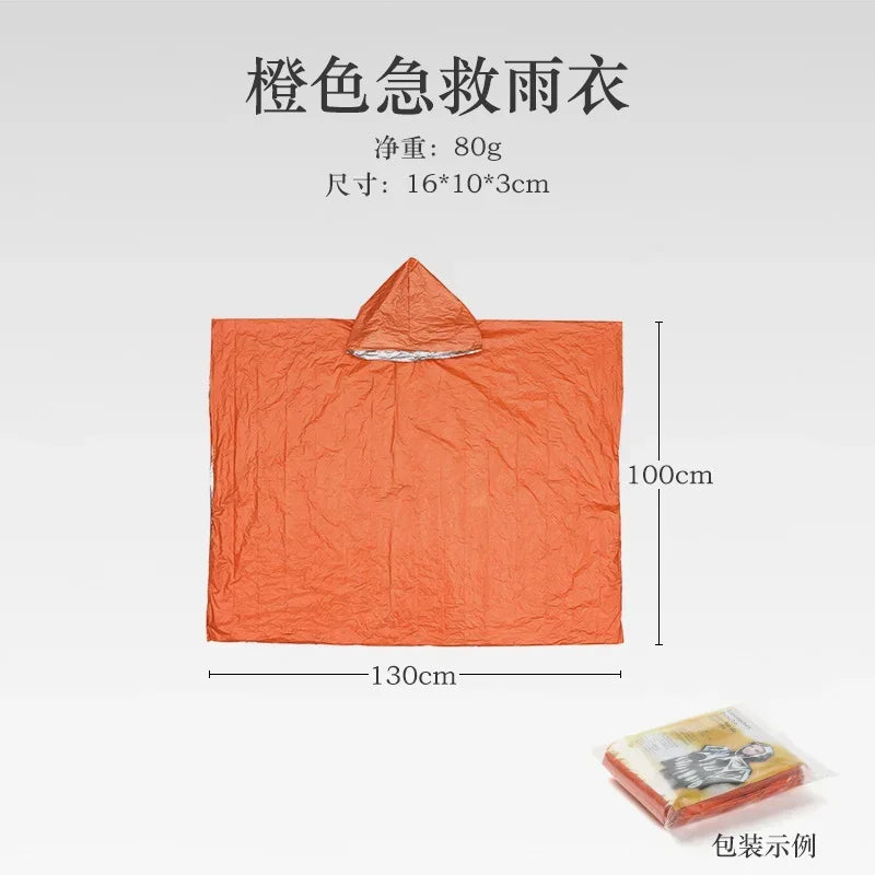 Emergency Poncho Waterproof Mylar Survival Blanket Raincoat Emergency Survival Poncho Qme