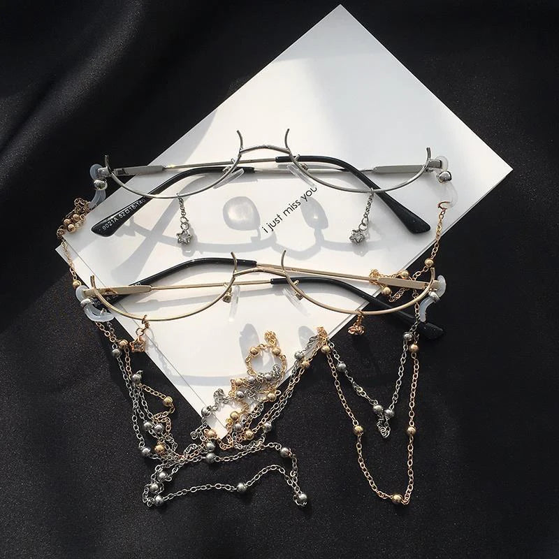 Women's Half Frame Decorative Glasses – No Lens Alloy Decorative Glasses Frame Qst