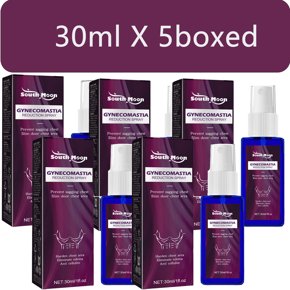 South Moon Men's Chest Sculpting Massage Spray 30ml Body Sculpting Spray Qst 30ml x 5boxed