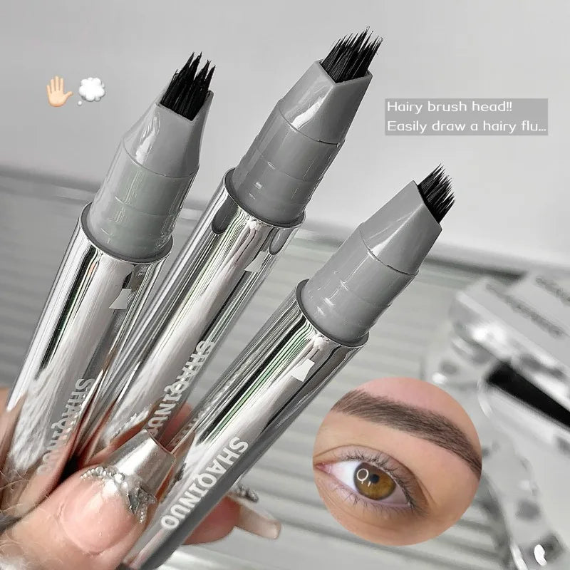 Qme Waterproof Eyebrow Pen – Multi-Tip Hair-Like Strokes Eyebrow Pen Qme