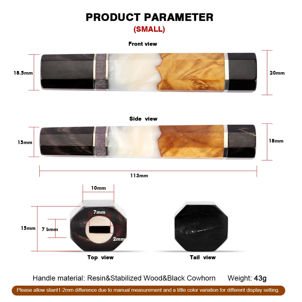 Octagonal Japanese Knife Handle – Stabilized Wood & Resin DIY Knife Handle Qst Small Handle