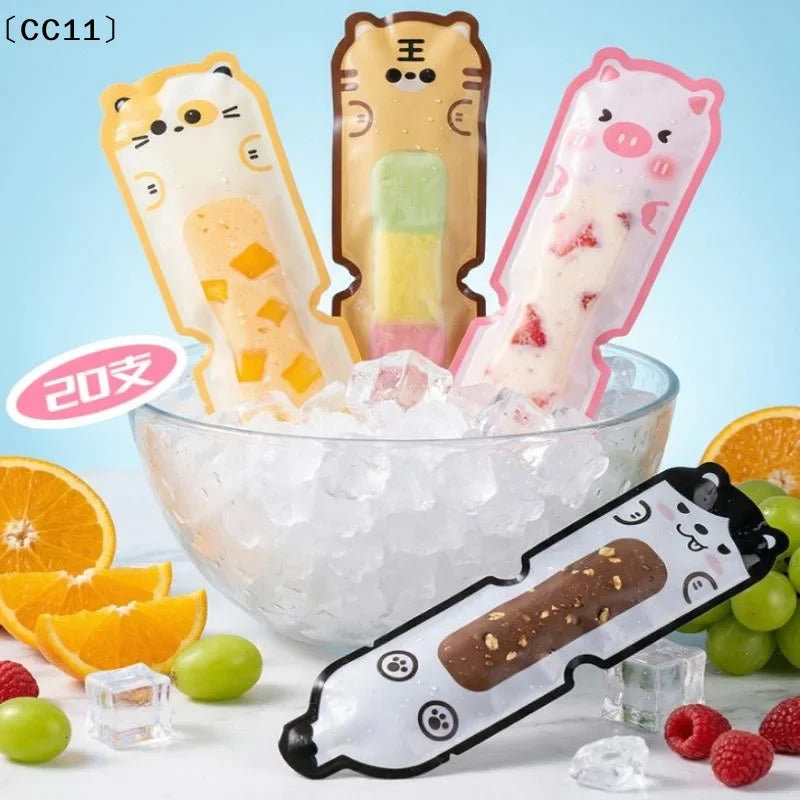 Cartoon DIY Ice Lolly Bags – Leak-Proof, BPA-Free, Kids Summer Ice Lolly Mold Bags Qme