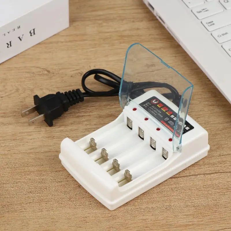 4-Slot AA AAA Battery Charger – Independent Slots, EU & US Plug Battery Charger Qme