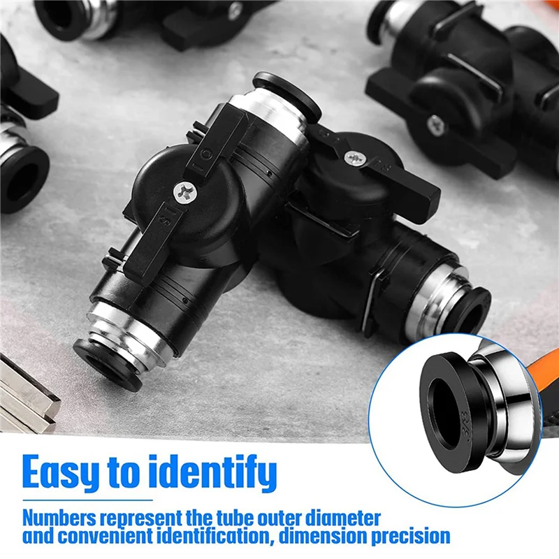 Pneumatic Ball Valve Push-Connect Fitting 10mm Air Flow Control Pneumatic Ball Valve Qme