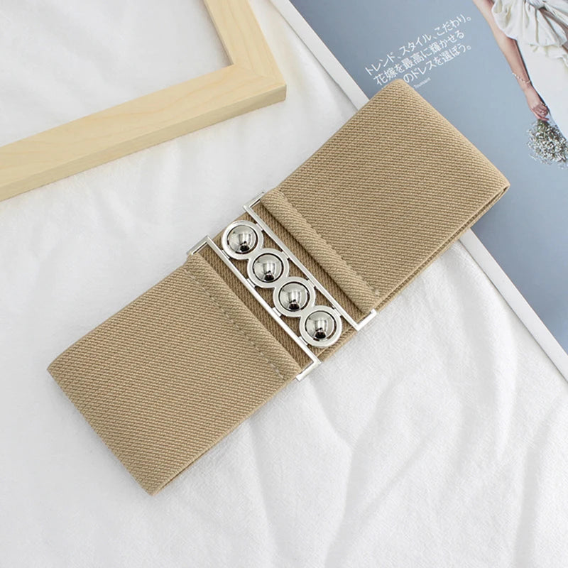 Women's Retro Elastic Wide Waistband Corset Belt | One Size Elastic Waistband Belt Qst Khaki