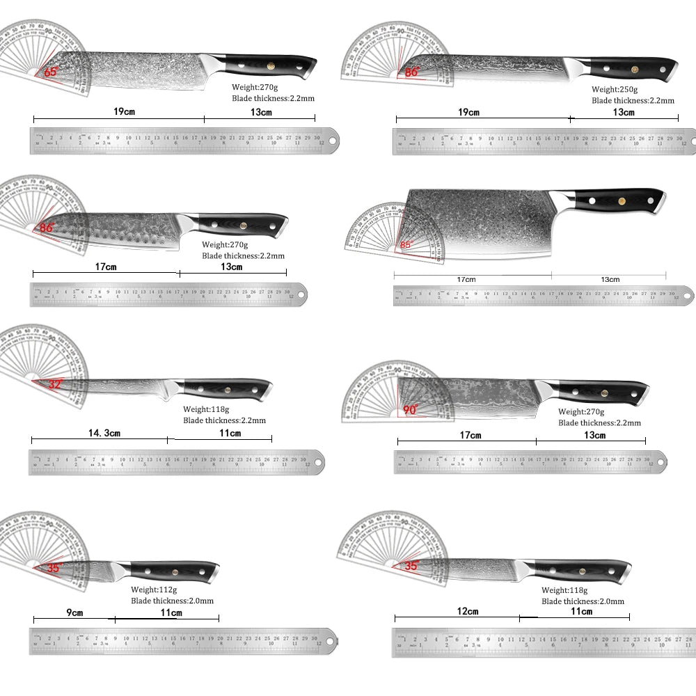 Damascus Steel Kitchen Knife Set – Japanese Chef Knives 1-8 Pc Kitchen Knife Set Qst