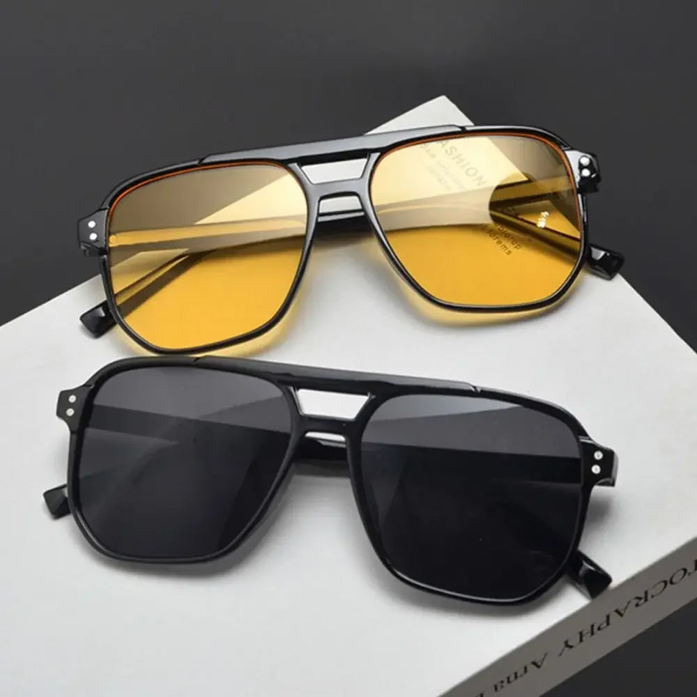Punk Square Frame Sunglasses | Retro Anti-UV Beach Shades Square Frame Sunglasses Qme