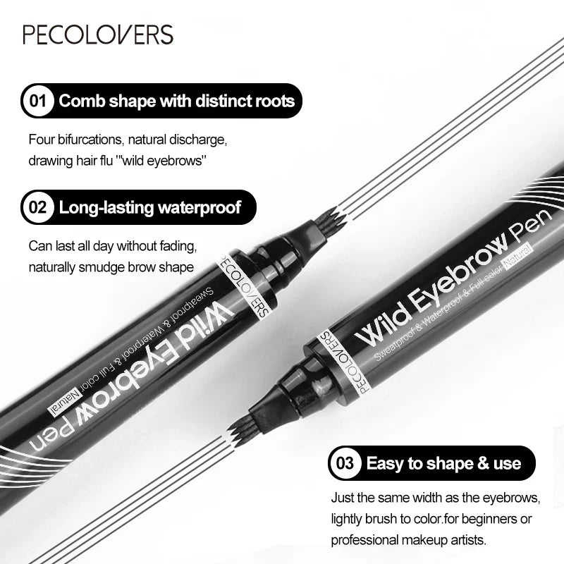4-Fork Waterproof Eyebrow Pencil | 3D Long-Lasting Natural Brows Liquid Eyebrow Pencil Qme