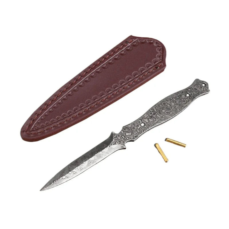 Damascus Steel Tea Needle Knife Blank – DIY Pu'er Tea Tool Tea Knife Blank Qst set