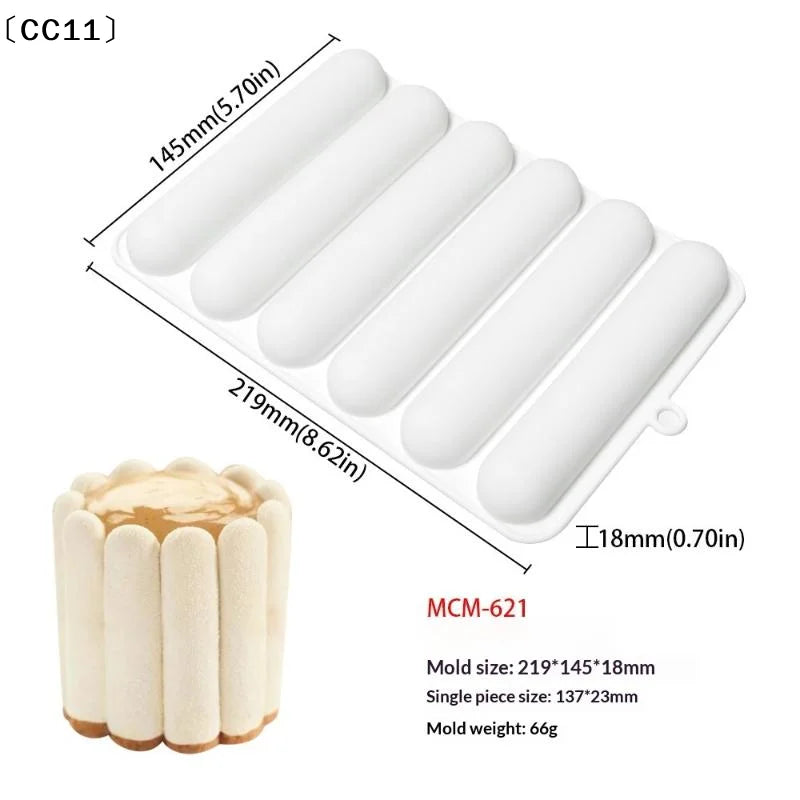 Silicone Eclair & Cream Puff Baking Mold – 6, 8 or 12 Cells Silicone Baking Mold Qme
