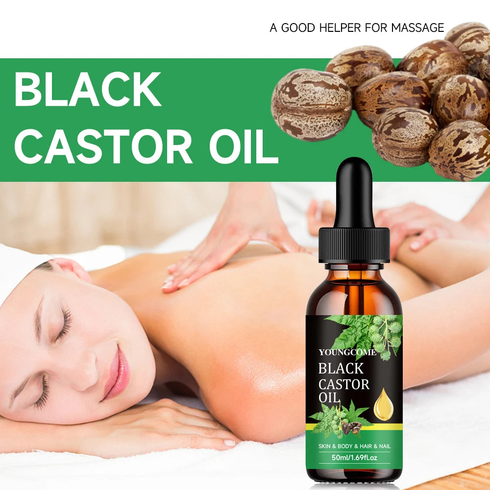 YOUNGCOME 60ml Organic Black Castor Oil for Hair & Skin Organic Beauty Oil Qst