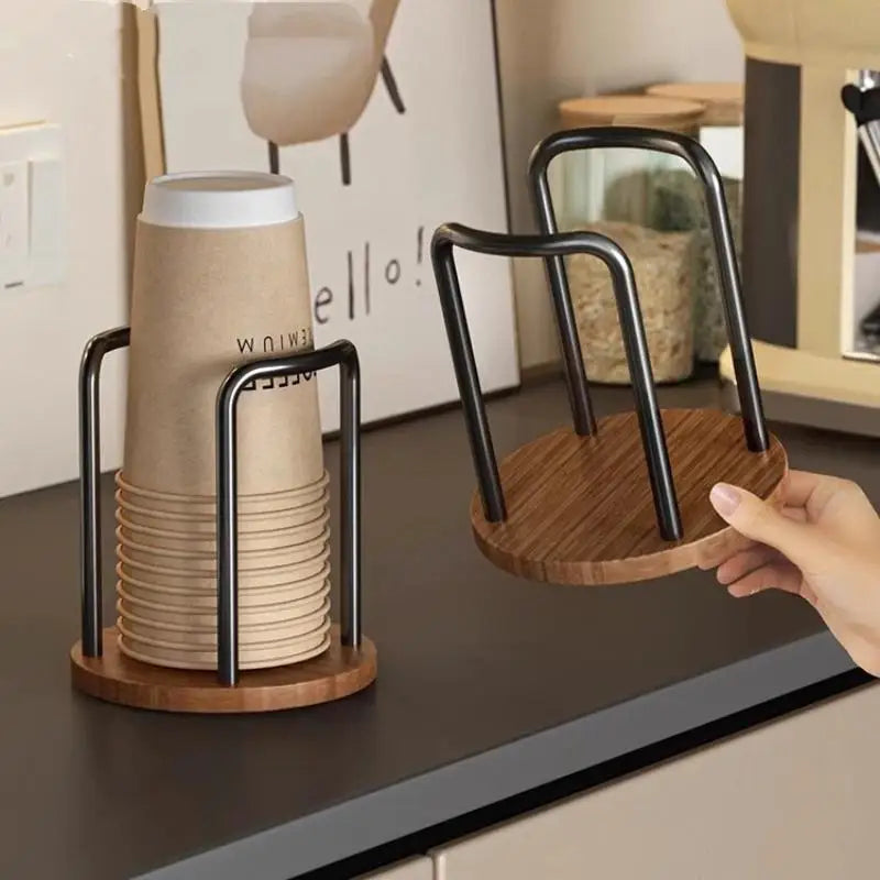 Wooden Mug & Cup Dispenser Display Stand Organizer | 6 Colors Cup Dispenser Stand Qme