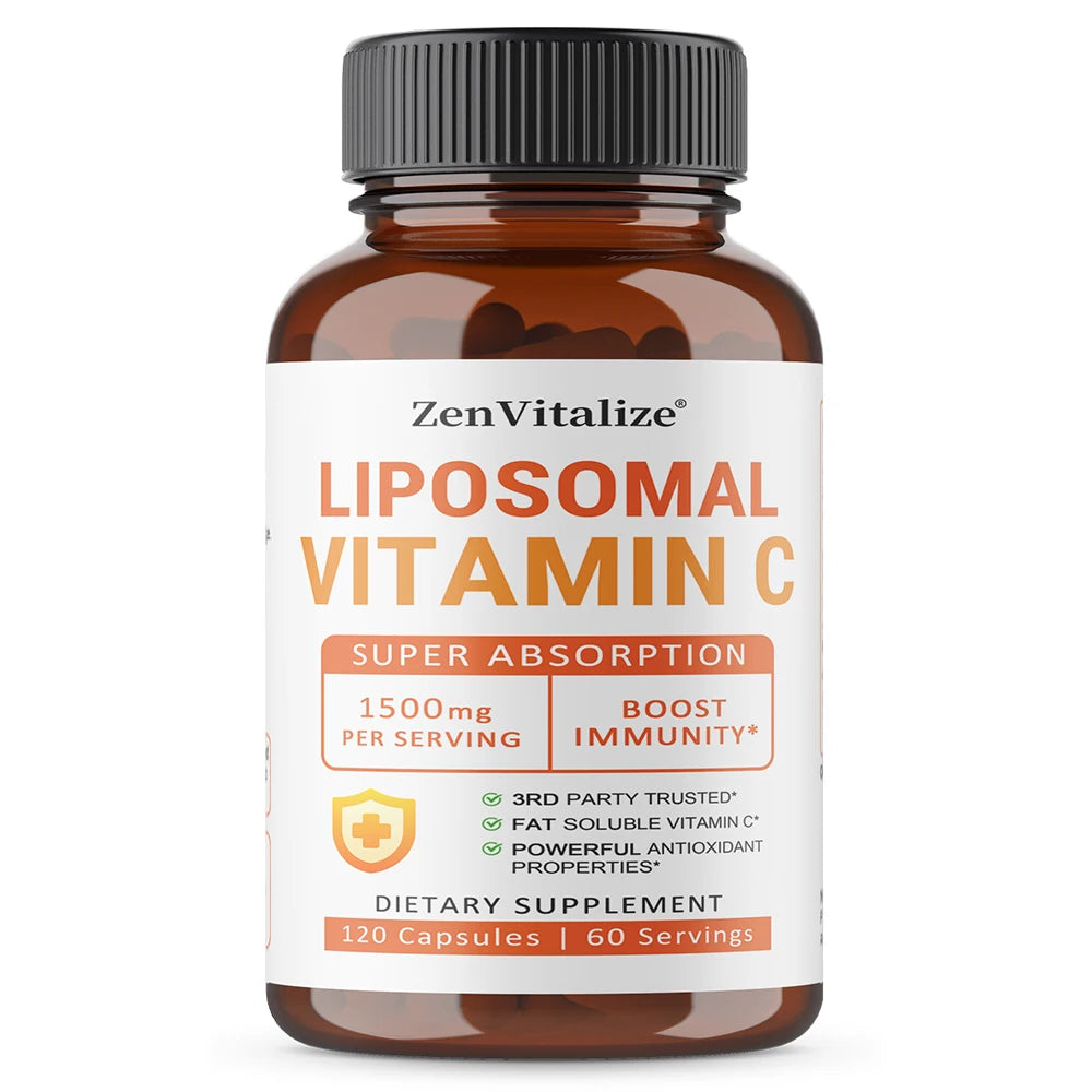 Liposomal Vitamin C 1500mg Capsules – Buffered & Highly Absorbed Vitamin C Supplement Qst 120 count-1 bottle
